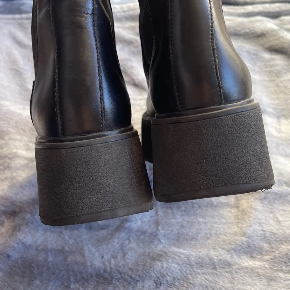 Zara black lug Chelsea booties
